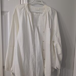White Gauze Button-Up Shirt